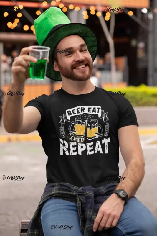 Beer eat sleep repeat, tricou cu mesaj