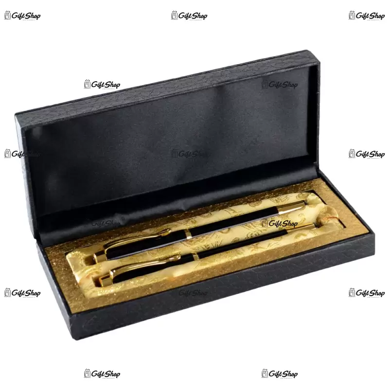 Set cadou in cutie eleganta, pix si roller negru se poate personaliza