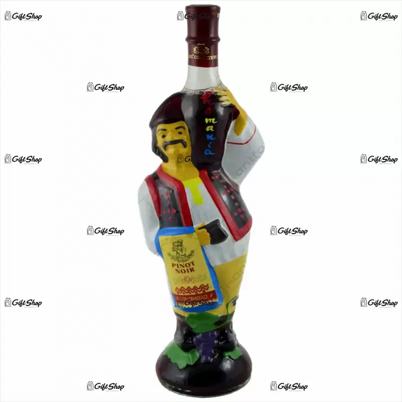 . Sticla cu vin in forma de barbat. imbracat in port popular romanesc – Cahoros Carling