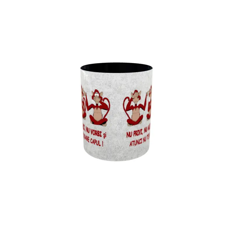 Nu privi, nu auzi, nu vorbi, cana ceramica, 330ml