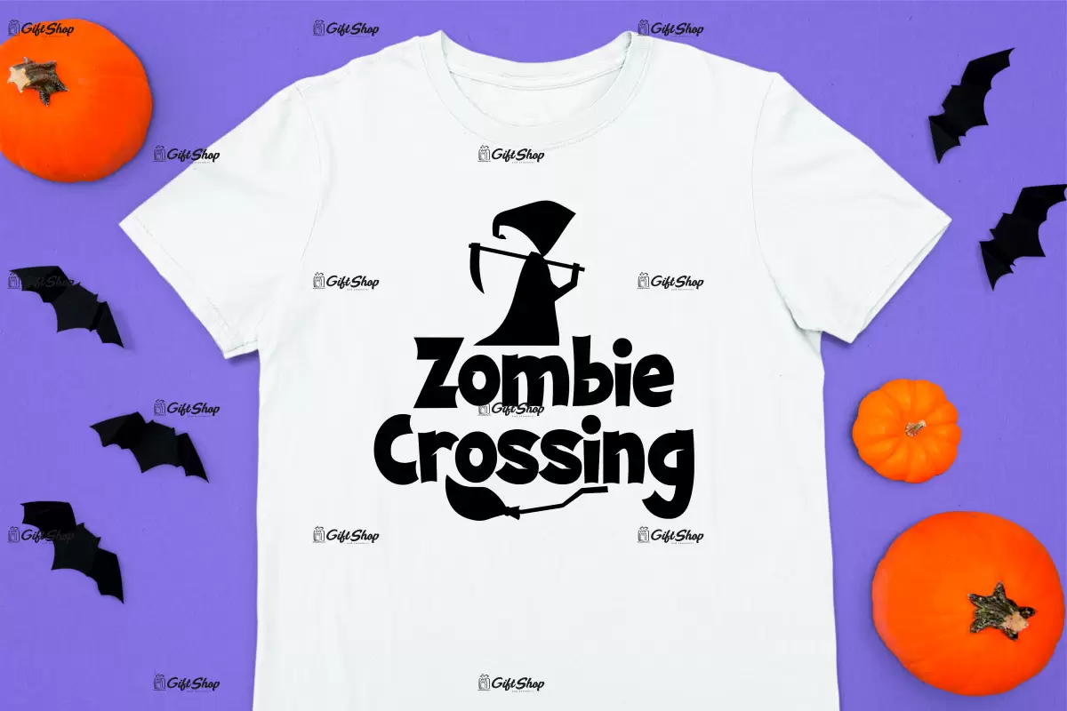 Zombie crossing, tricou cu mesaj.