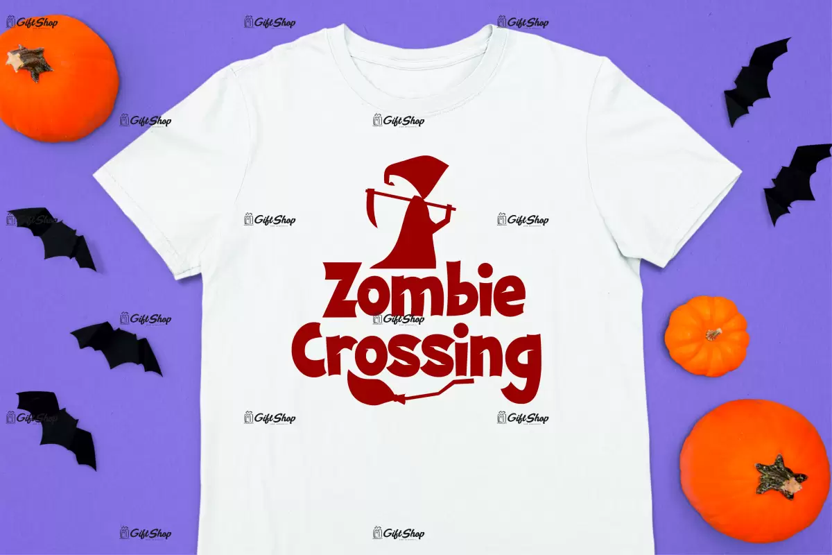 Zombie crossing, tricou cu mesaj.