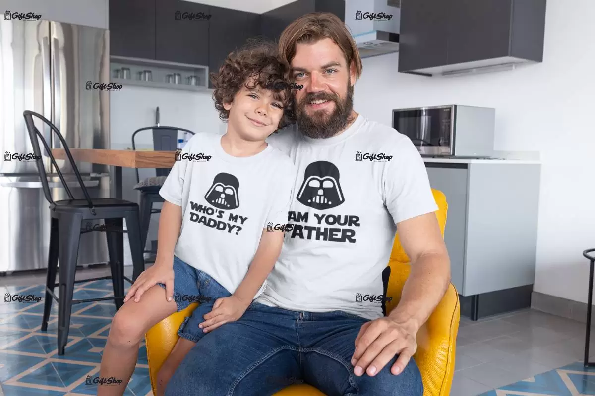 Who`s my daddy?, i am your father, set 2 tricouri cu mesaje