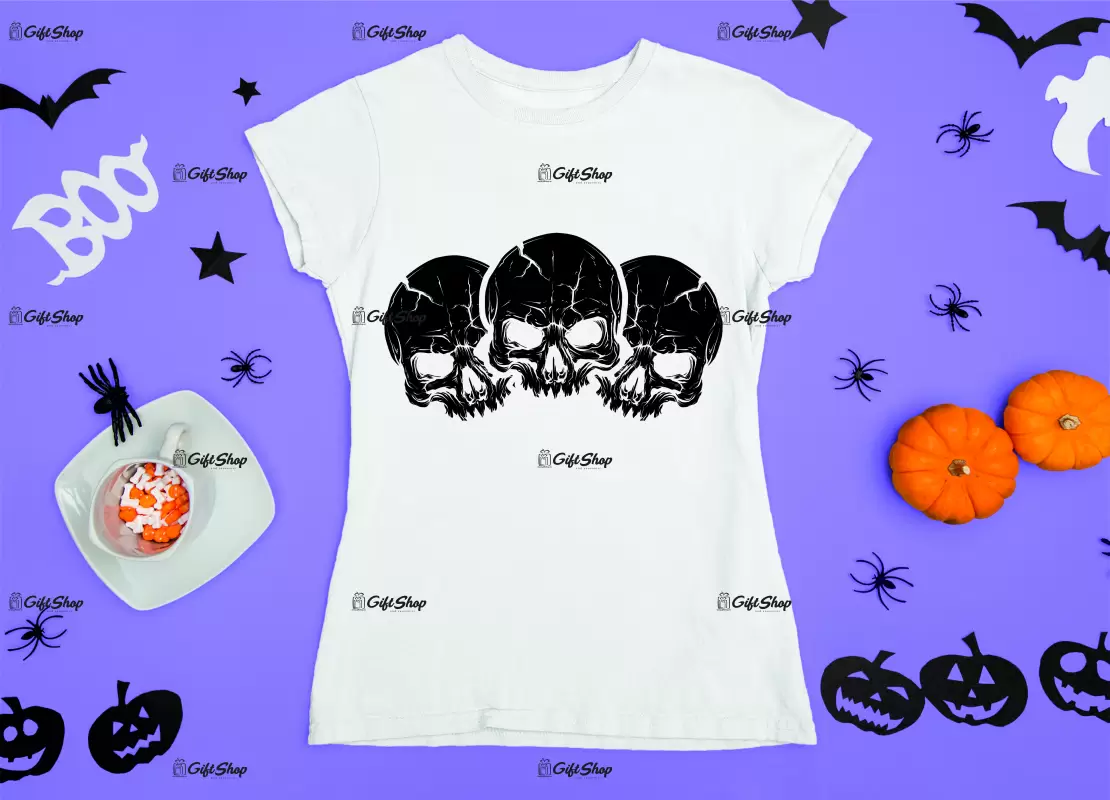 Three skulls, tricou cu mesaj