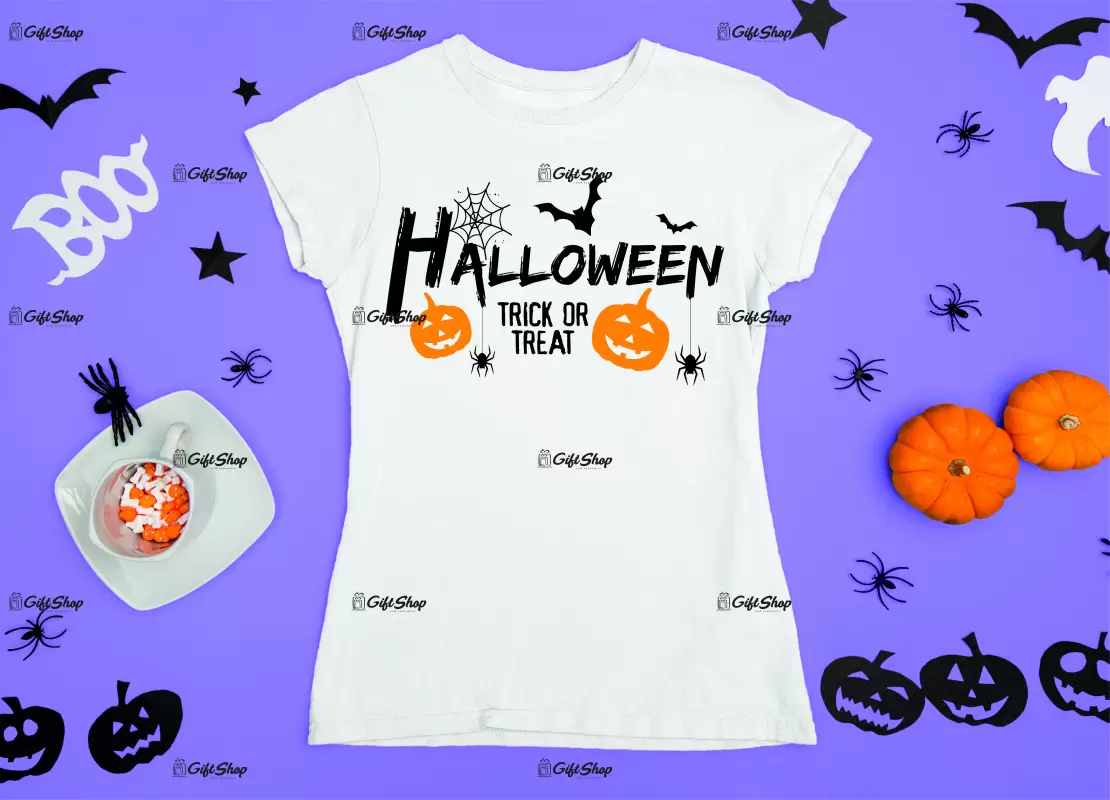 Halloween trick or treat, tricou cu mesaj