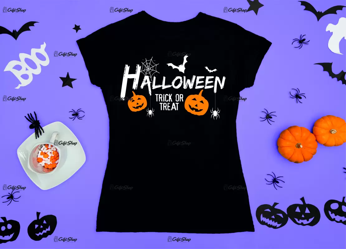 Halloween trick or treat, tricou cu mesaj