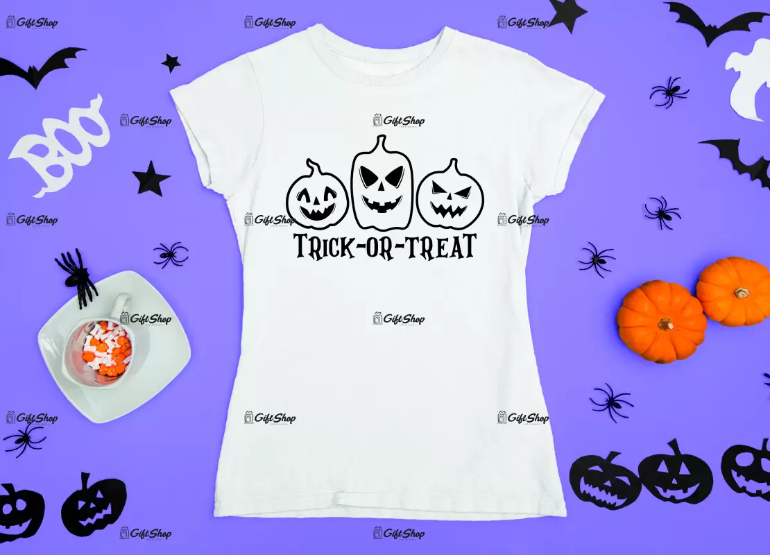 Trick or treat, tricou cu mesaj.