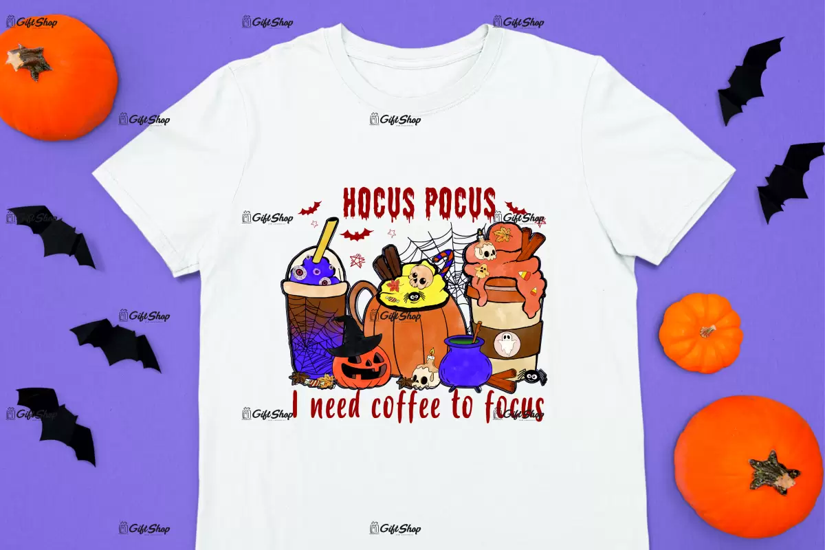 Hocus pocus i need coffee to focus, tricou cu mesaj