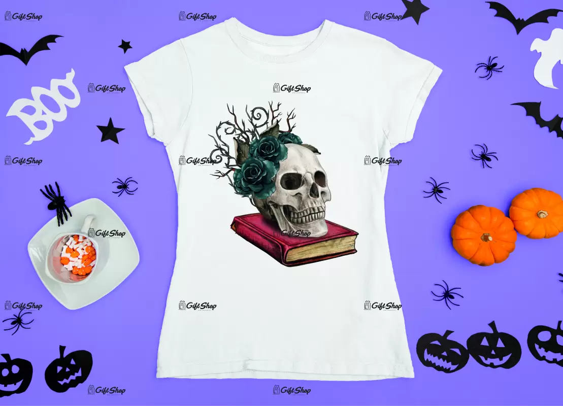 Skull book, tricou cu mesaj