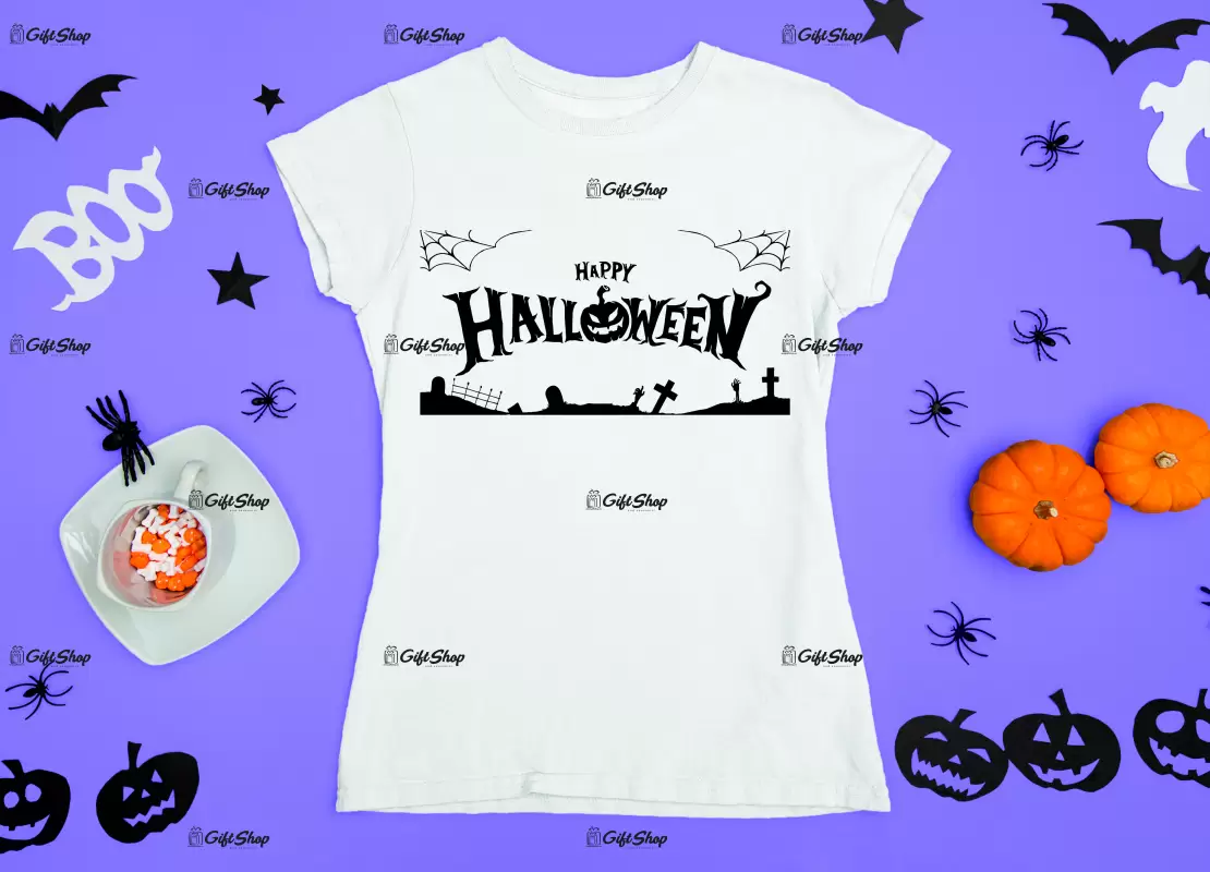Happy halloween, tricou cu mesaj-.