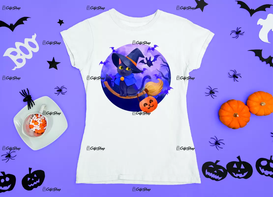 Cat halloween, tricou cu mesaj
