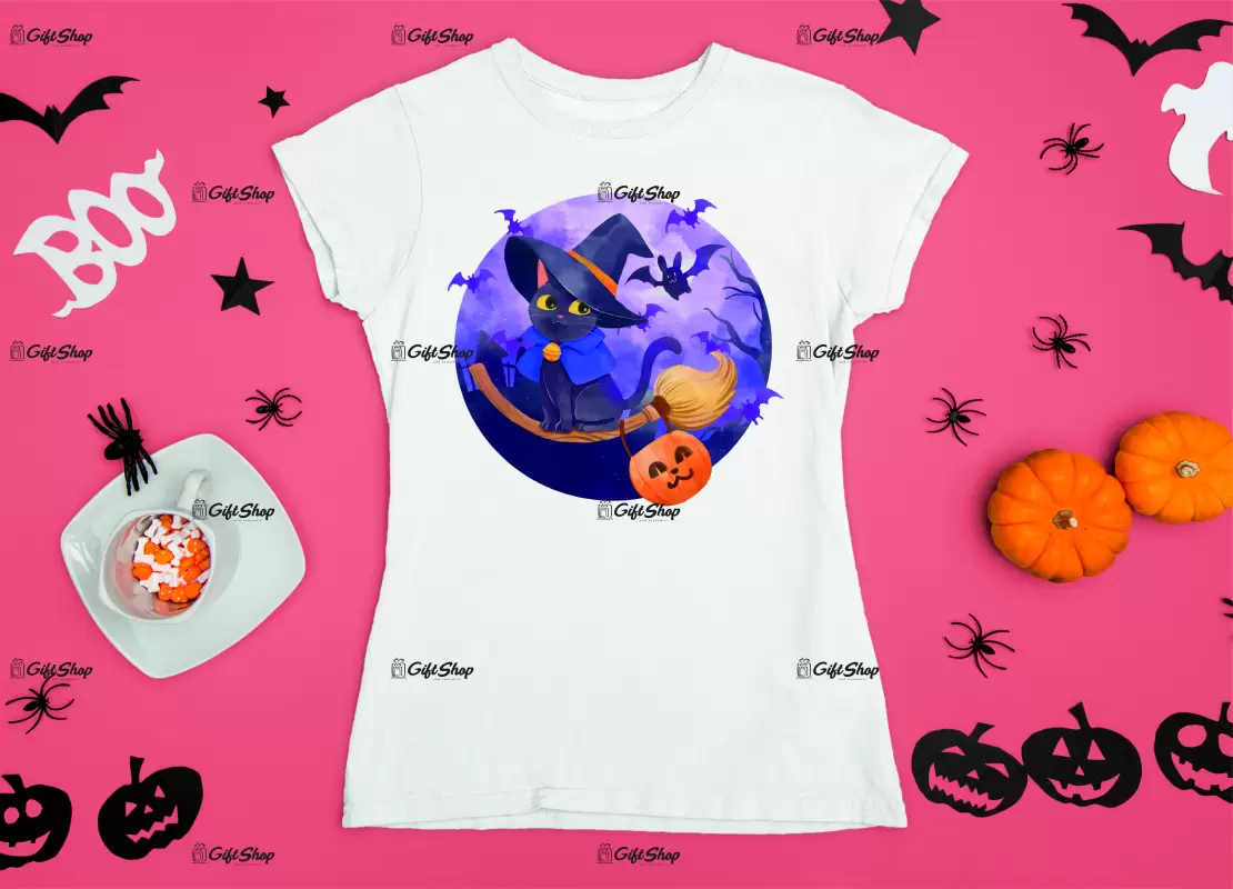 Cat halloween, tricou cu mesaj