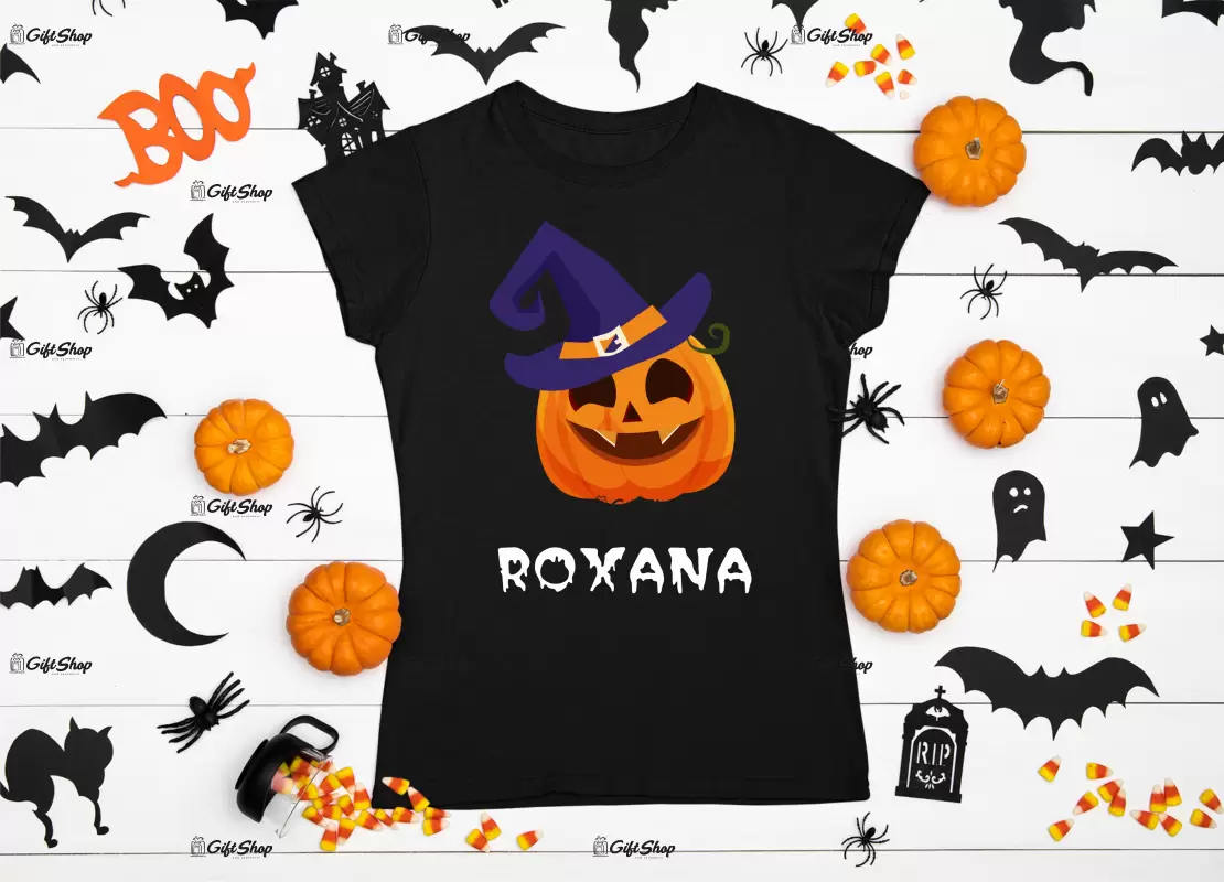 Pumpkin face cu nume , tricou cu mesaj b