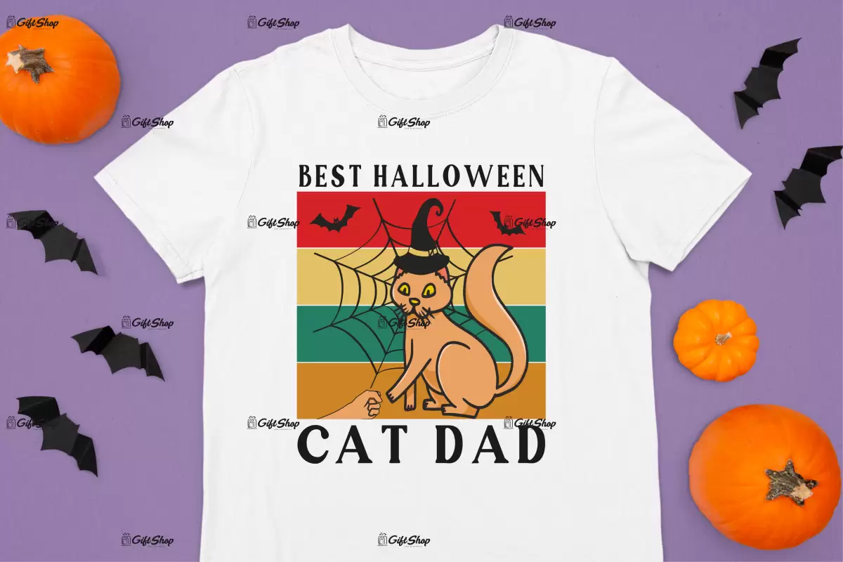 Best halloween cat dad , tricou cu mesaj