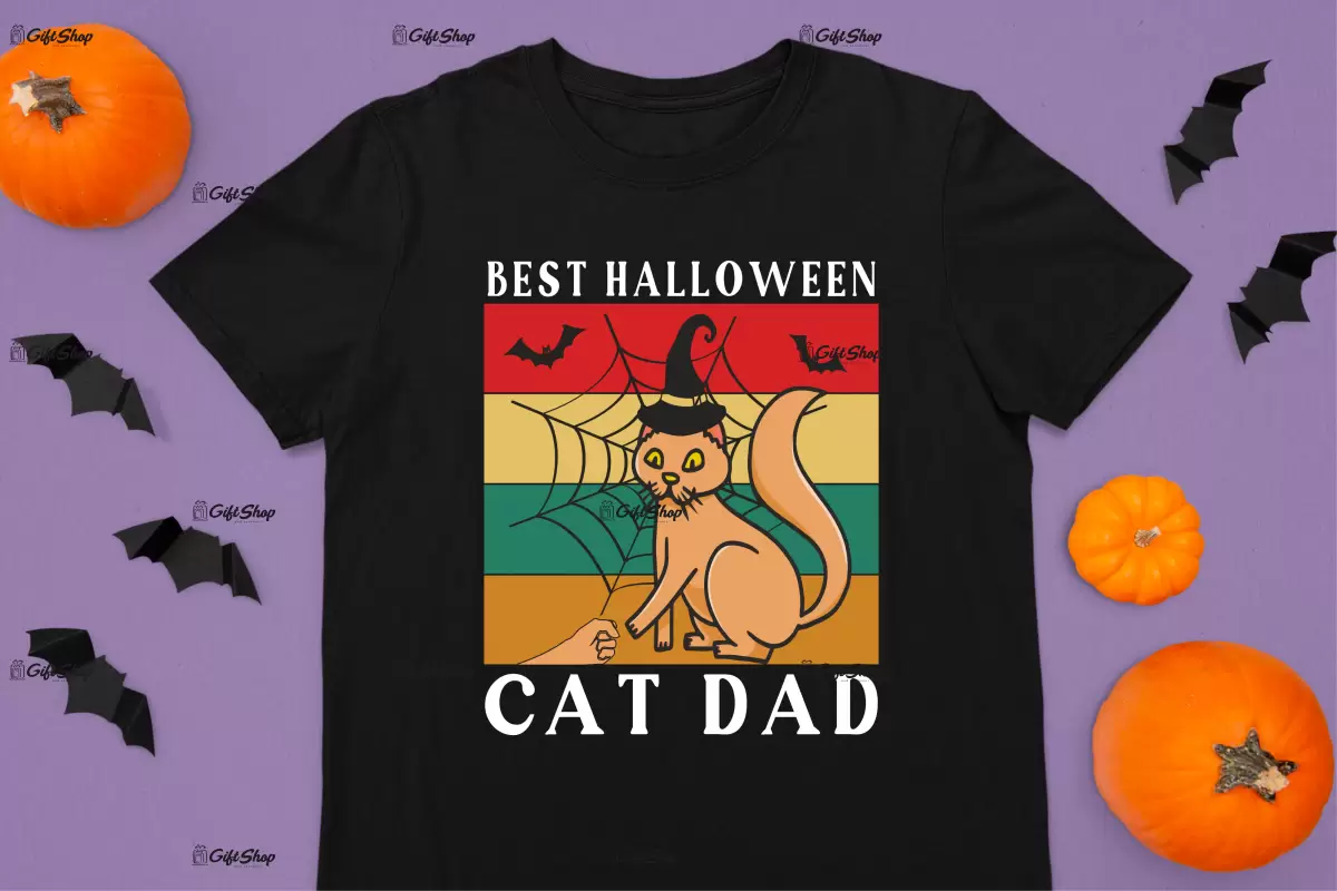 Best halloween cat dad , tricou cu mesaj