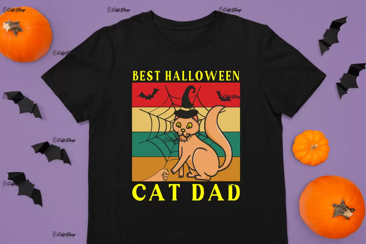 Best halloween cat dad , tricou cu mesaj
