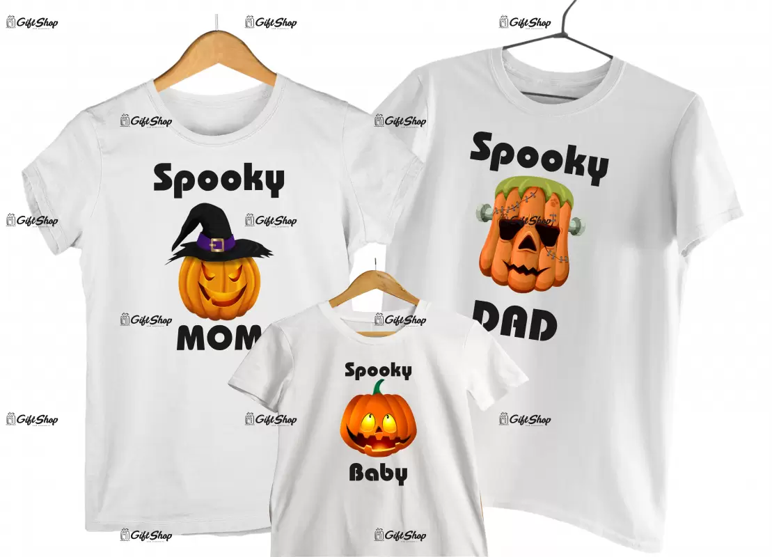Spooky mom dad baby  - set 3 tricouri personalizate