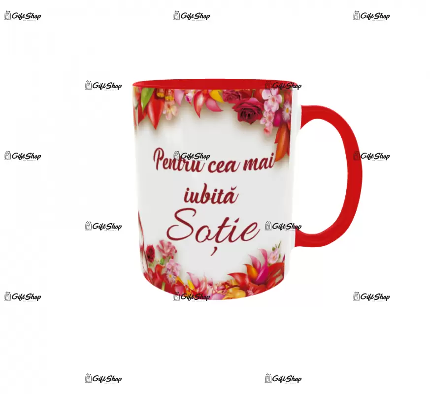 Pentru cea mai iubita sotie, cana ceramica, 330ml, cgs1196