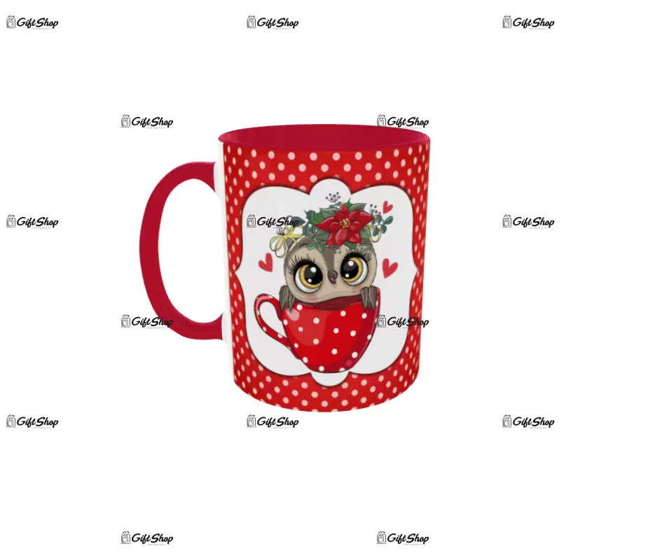 Bufnita in cescuta, cana din ceramica, 330ml