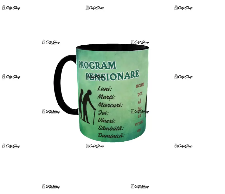 Program pensionare, cana din ceramica, 330ml