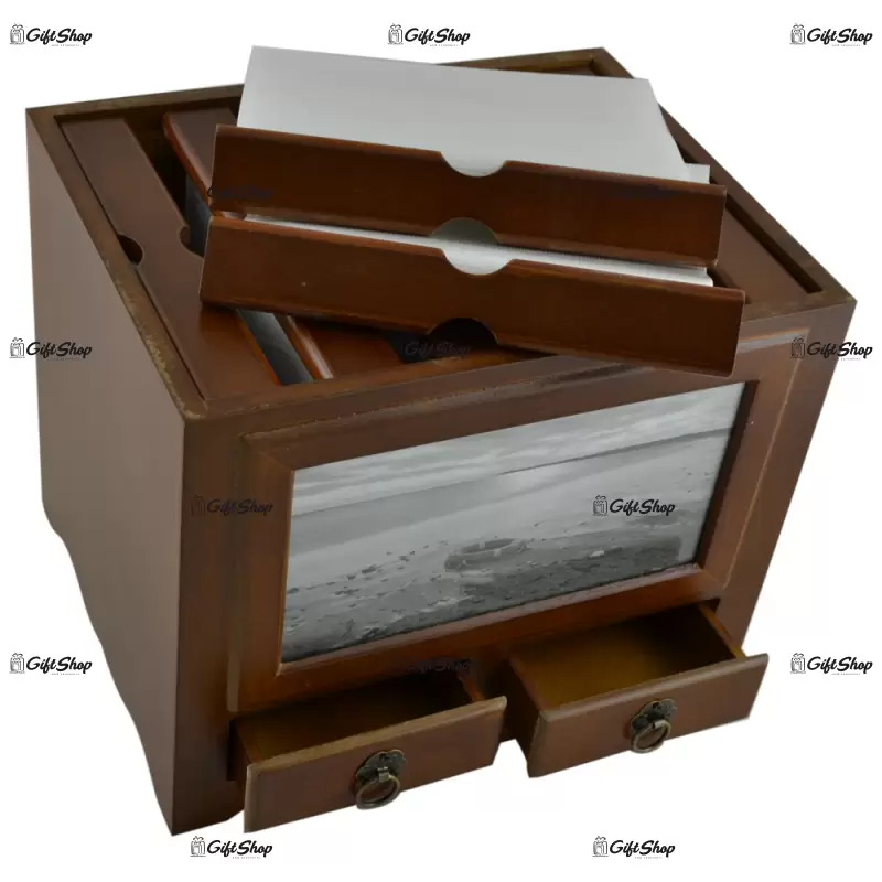 Album pentru fotografii realizat din lemn cu doua sertare – Design Elegant