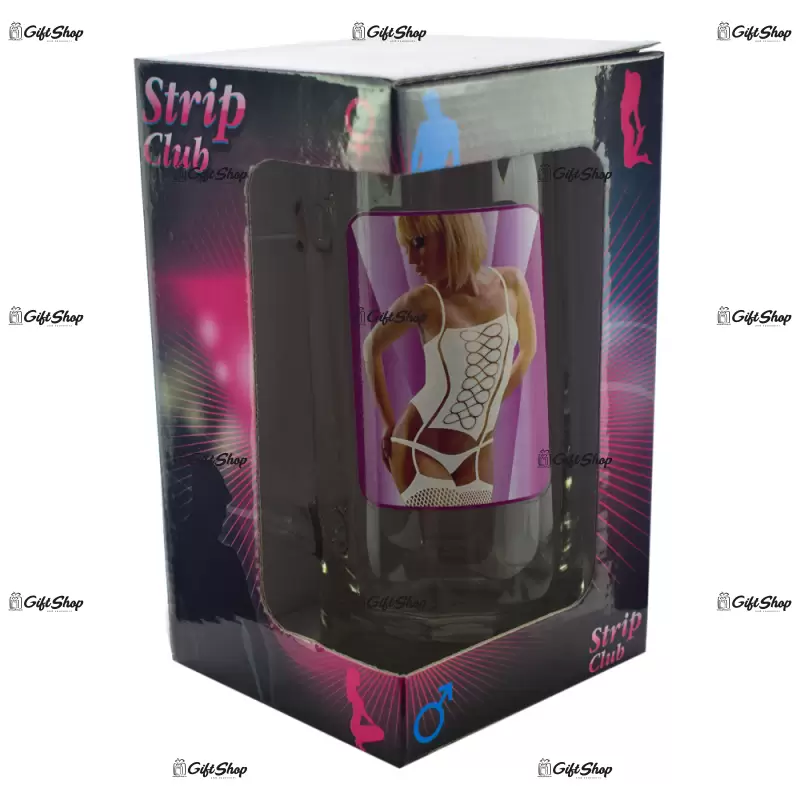 Halba de bere strip club cu imagine de femeie termica in cutie decorativa b