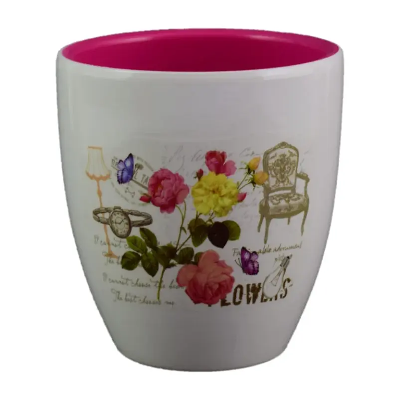 Ghiveci realizat din ceramica, design floral