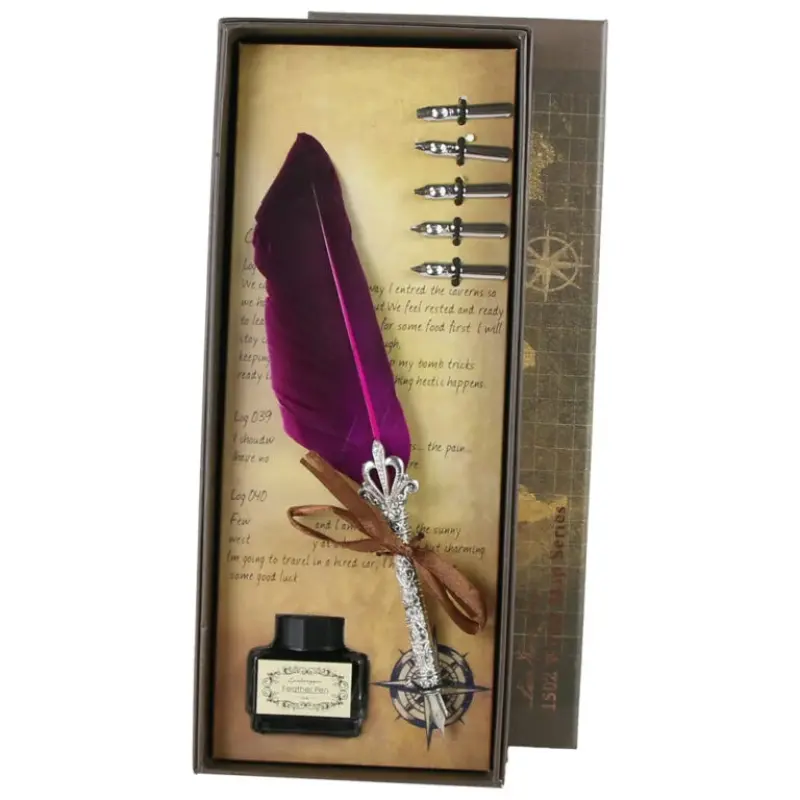 Set cadou, pana de scris vintage world, 7 piese