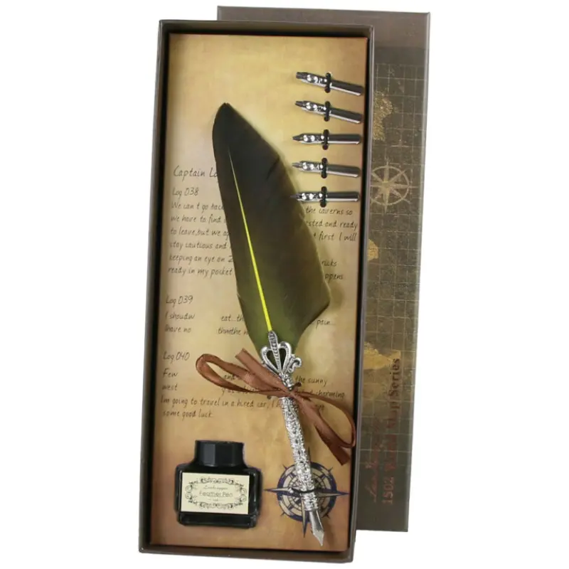 Set cadou, pana de scris vintage world, 7 piese