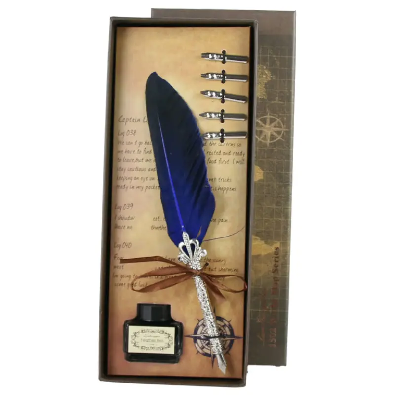 Set cadou, pana de scris vintage world, 7 piese