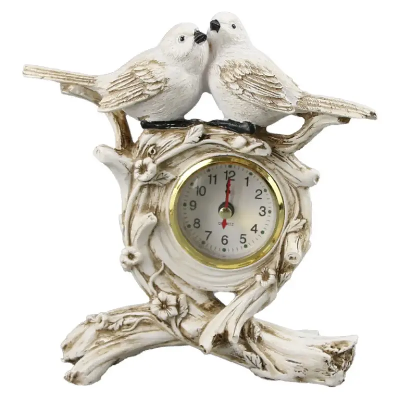 Ceas de masa din rasina, cu pasari, 17×18 cm