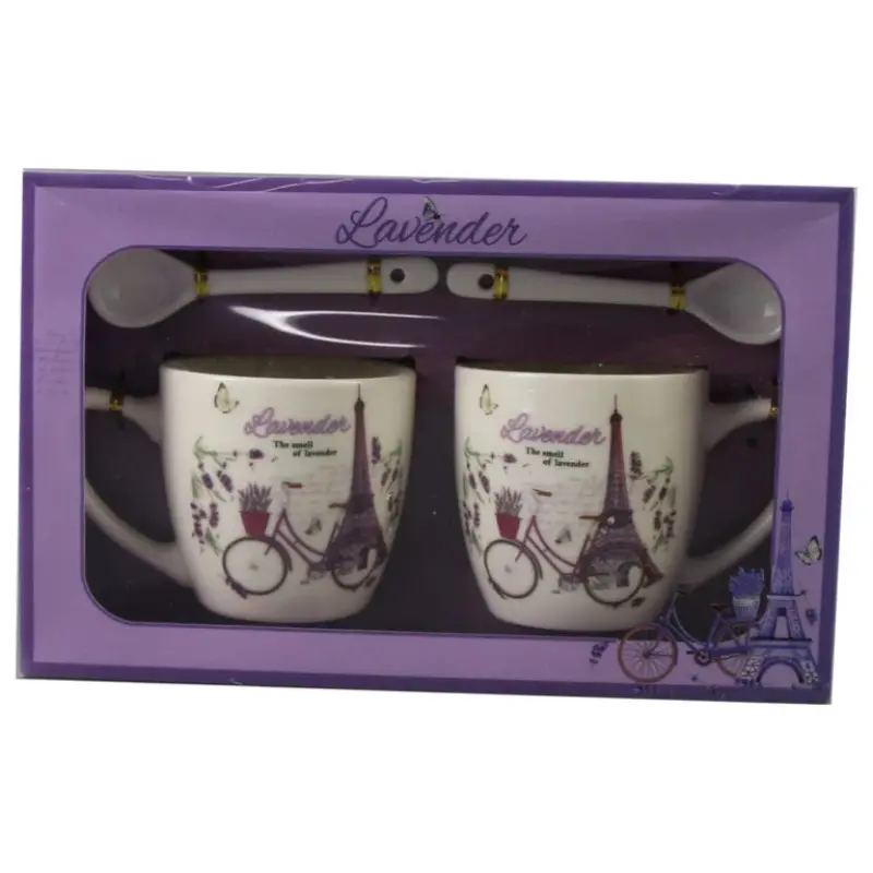 Set 2 cani cu lingurinta, model lavander paris