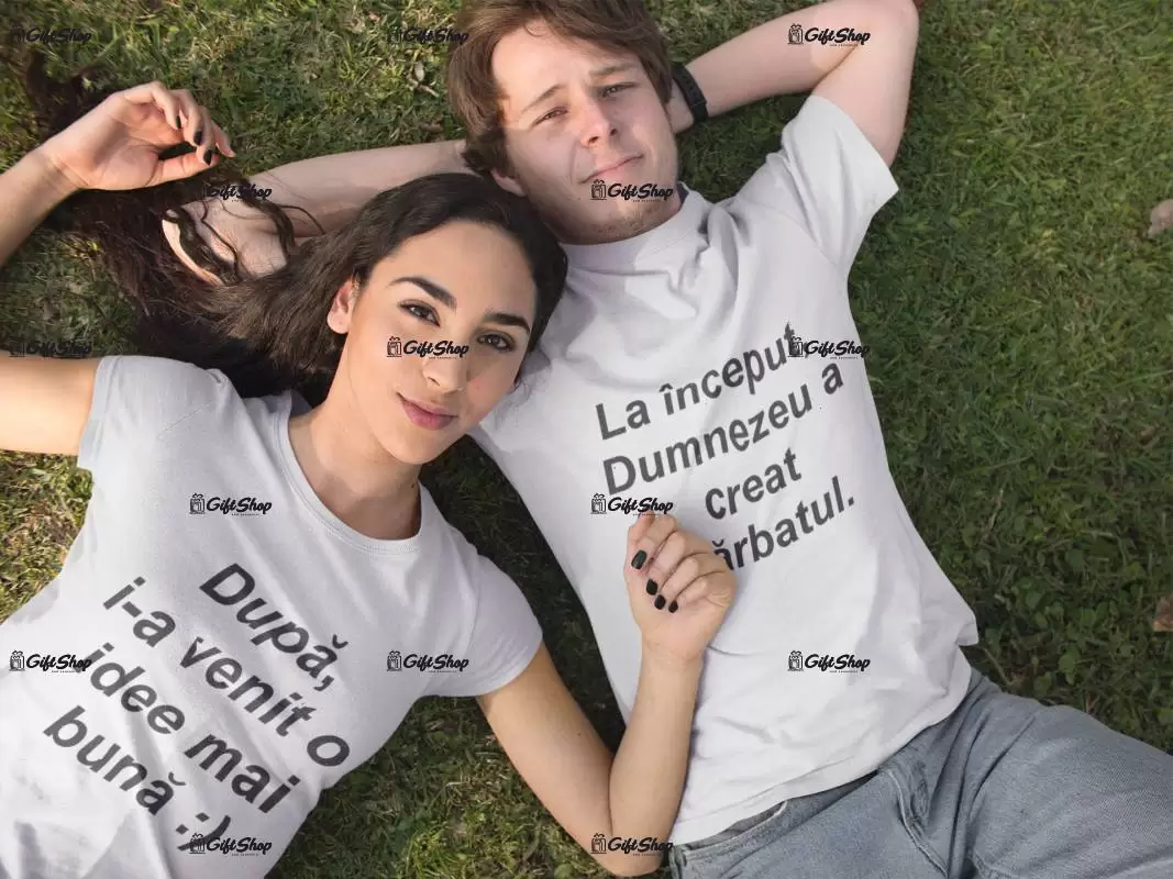 La inceput …,set 2 tricouri cu mesaje