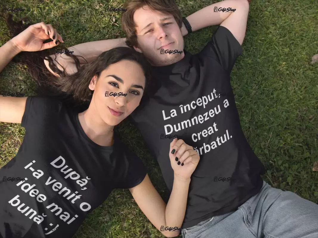 La inceput …,set 2 tricouri cu mesaje