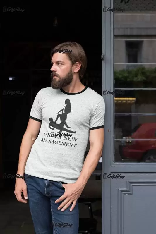 Under new management, tricou cu mesaj b