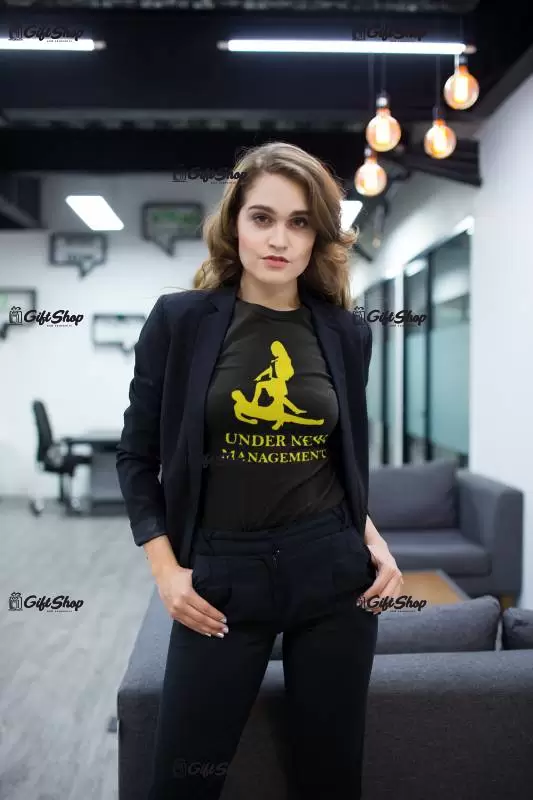 Under new management, tricou cu mesaj f