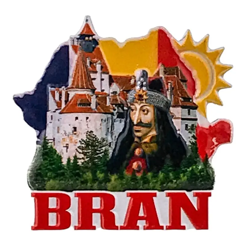 Castelul bran, vlad tepes romania, magnet ceramica, model 2774h