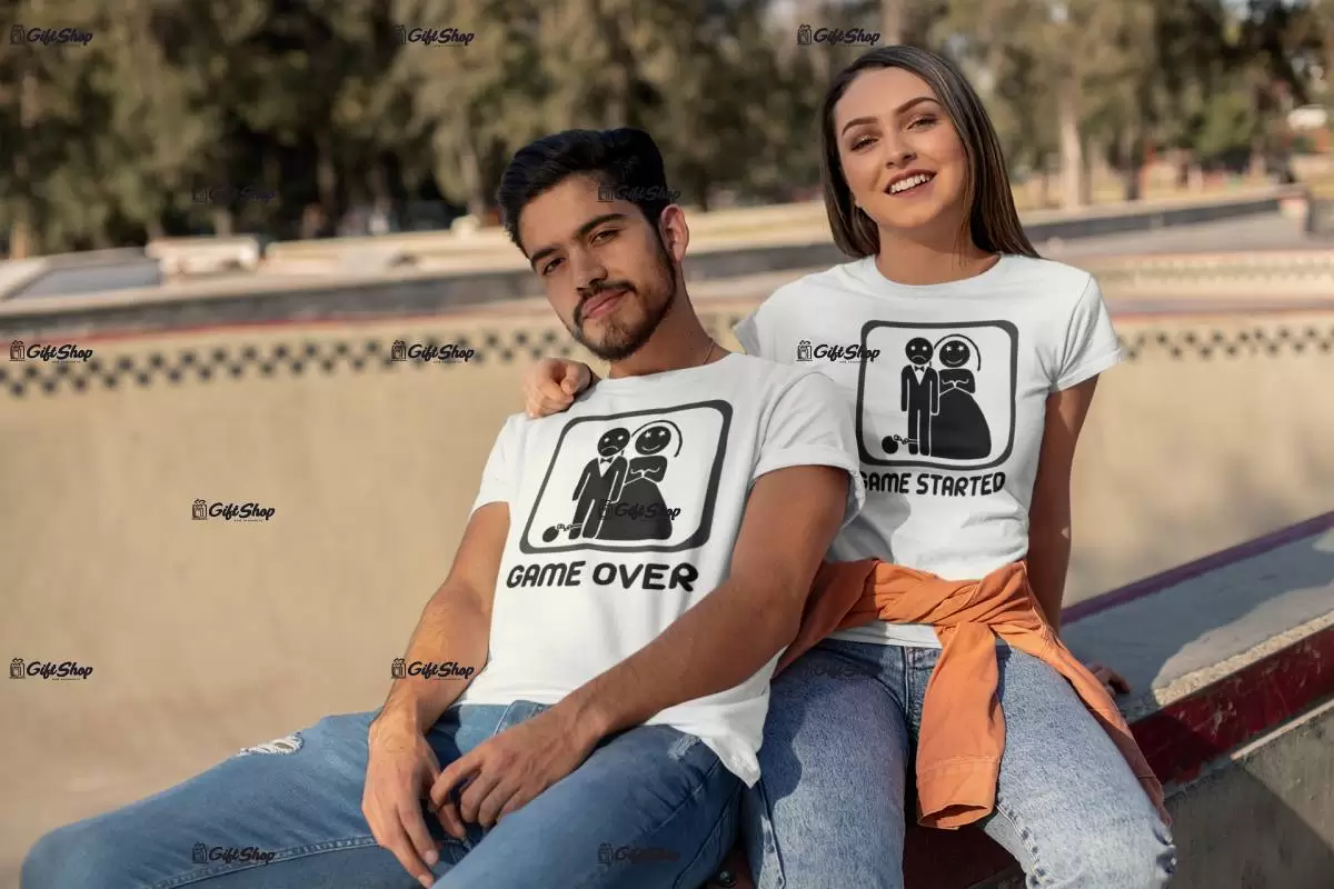 Game over game started - set 2 tricouri cu mesaje