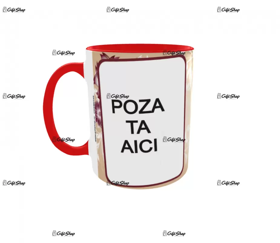 Cana, personalizata cu  2 poze si 1 text, 330ml, model  3105