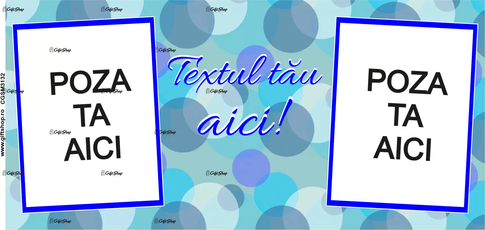Cana, personalizata cu 2 poze si 1 text, 330ml, model 3132
