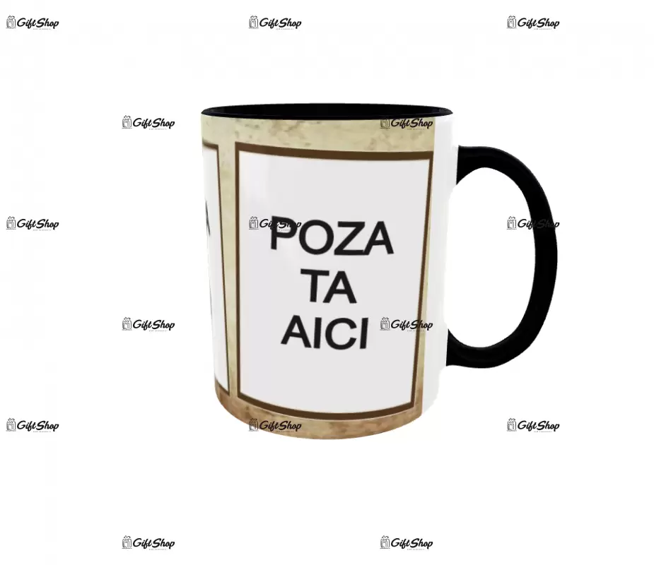 Cana, personalizata cu 3 poze si 1 text, 330ml, model 3136