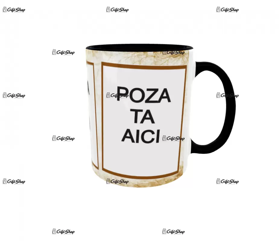 Cana, personalizata cu 3 poze si 1 text, 330ml, model 3142