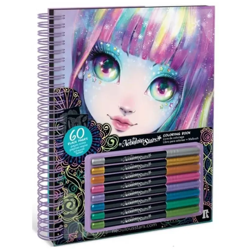 Set art & craft carte de colorat cu pagini negre, personaj isadora - nebulous stars