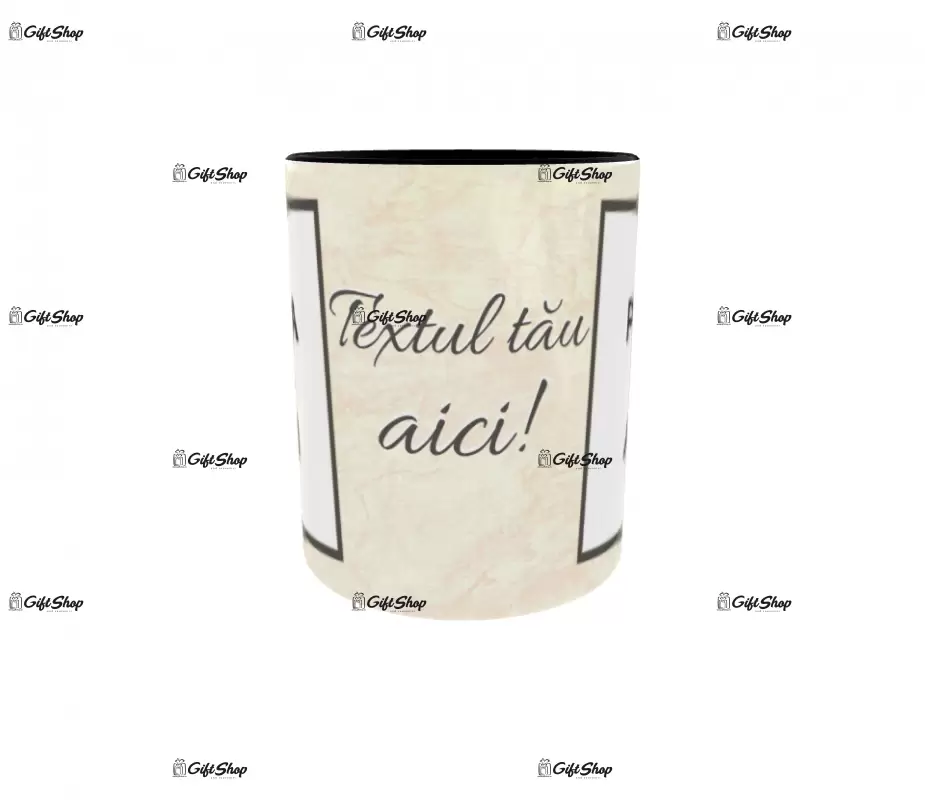 Cana, personalizata cu 2 poze si text, 330ml, model 3168