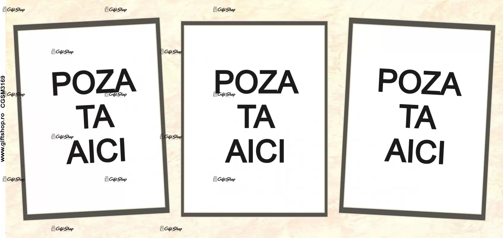 Cana, personalizata cu 3 poze si text, 330ml, model 3169
