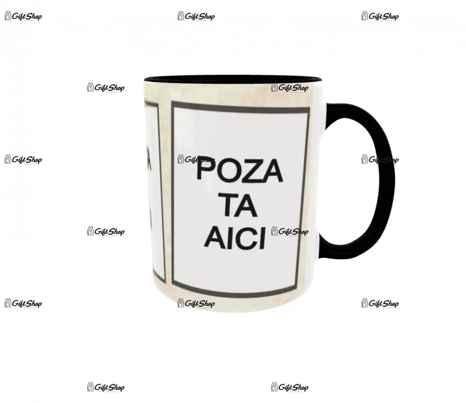 Cana, personalizata cu 3 poze si text, 330ml, model 3169
