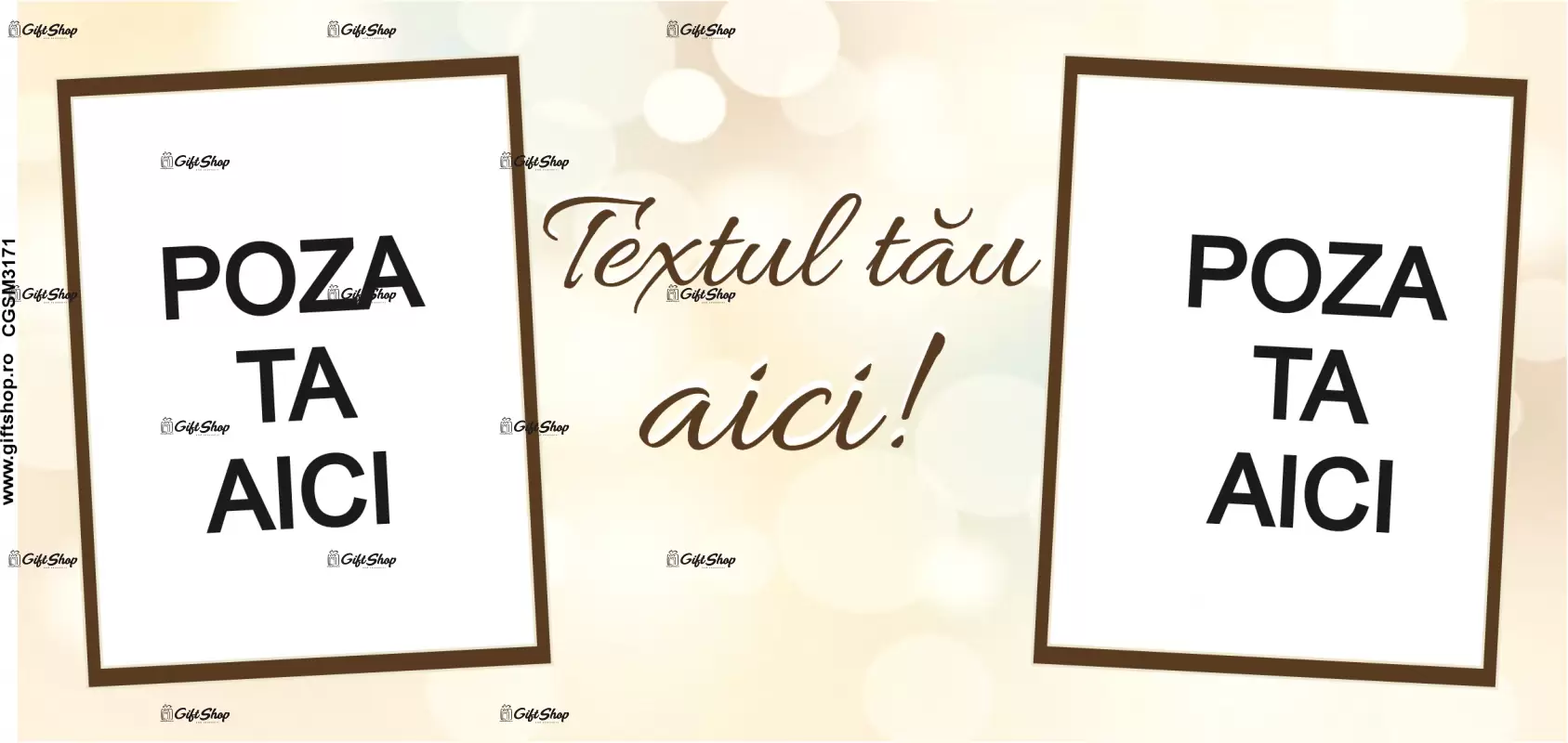 Cana, personalizata cu 2 poze si text, 330ml, model 3171