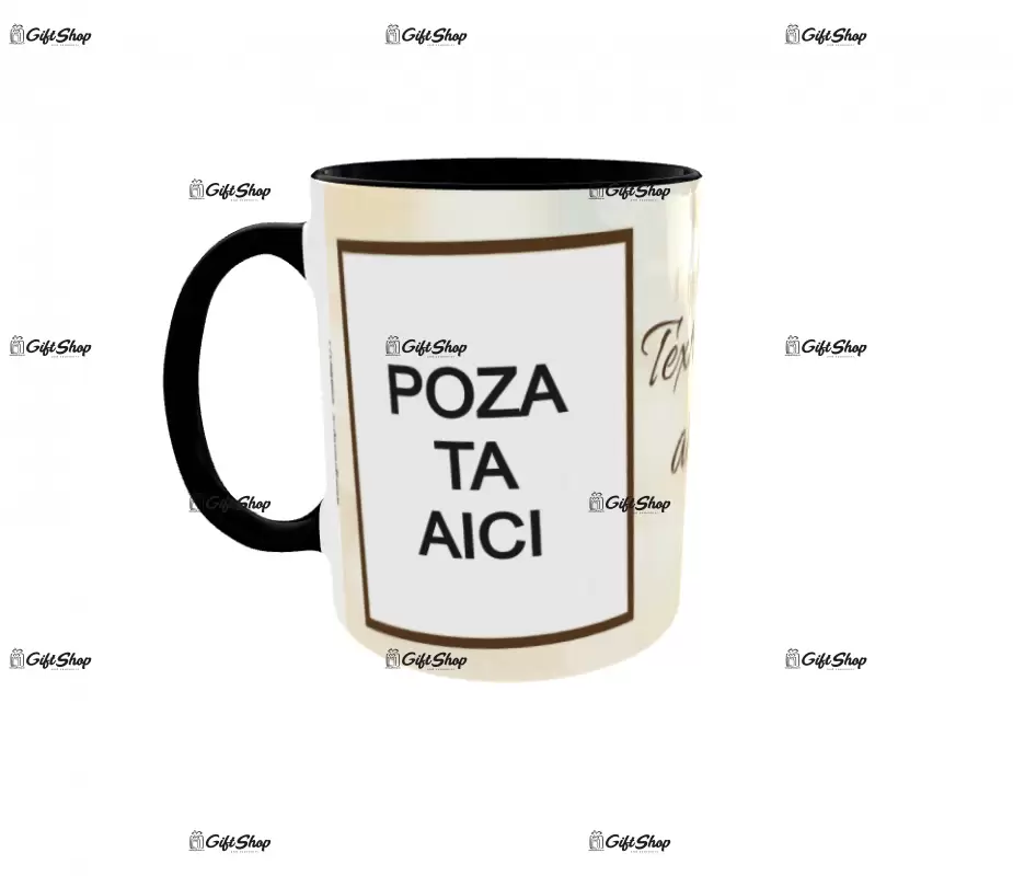 Cana, personalizata cu 2 poze si text, 330ml, model 3171