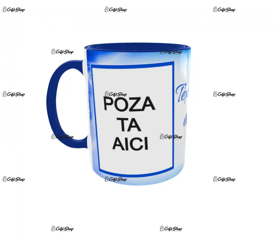 Cana, personalizata cu 2 poze si text, 330ml, model 3174