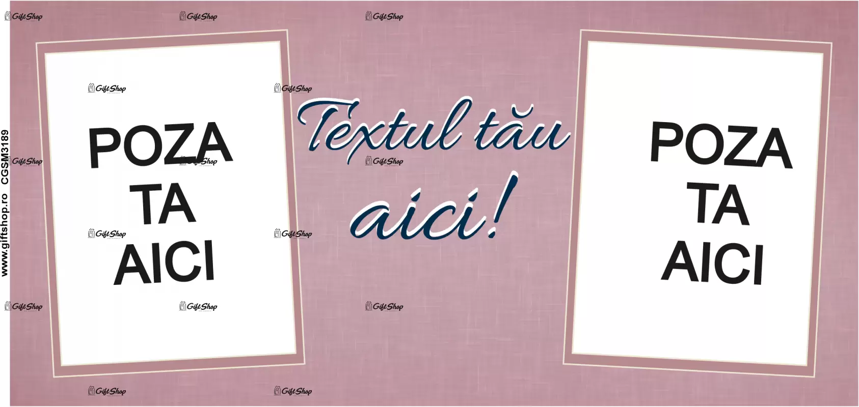 Cana, personalizata cu 2 poze si text, 330ml, model 3189
